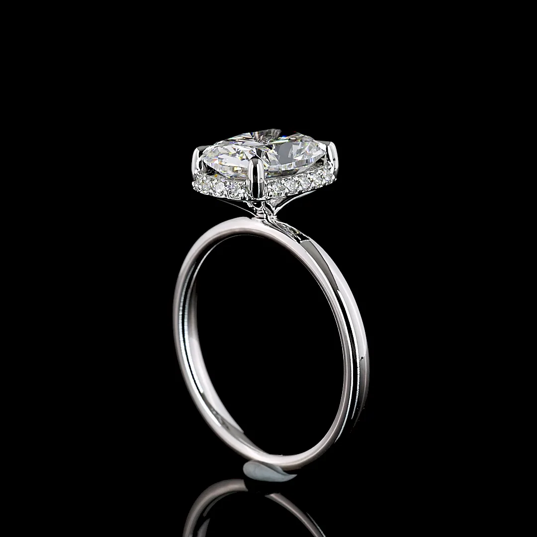2.7 Cts 14k White Gold Cushion Brilliant Shape Hidden Halo Ring - Image 2
