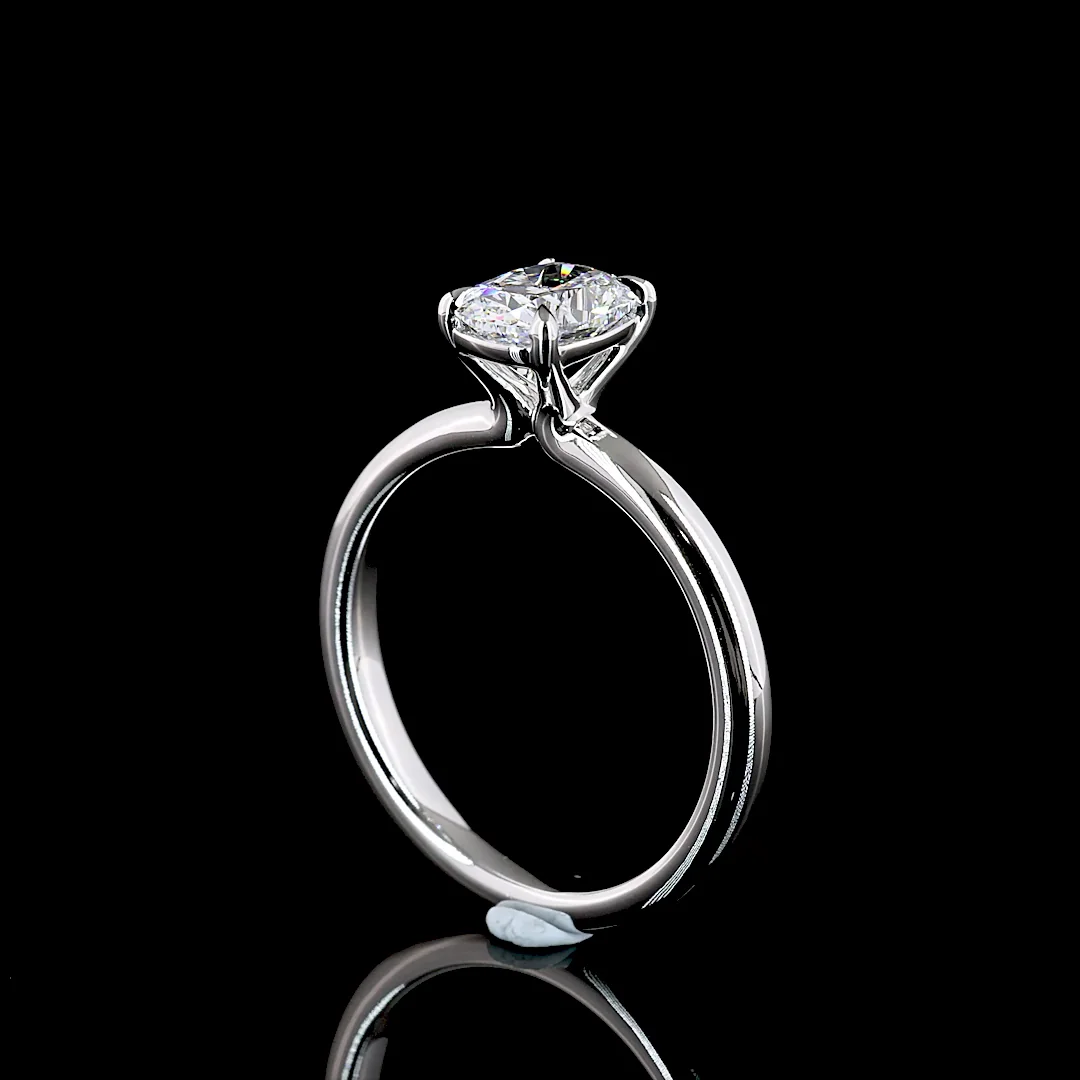 1.06 Cts 14k White Gold Cushion Brilliant Shape Solitaire Ring - Image 2