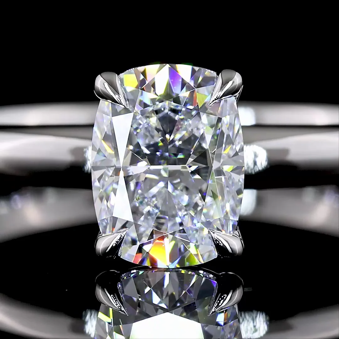 1.06 Cts 14k White Gold Cushion Brilliant Shape Solitaire Ring - Image 3