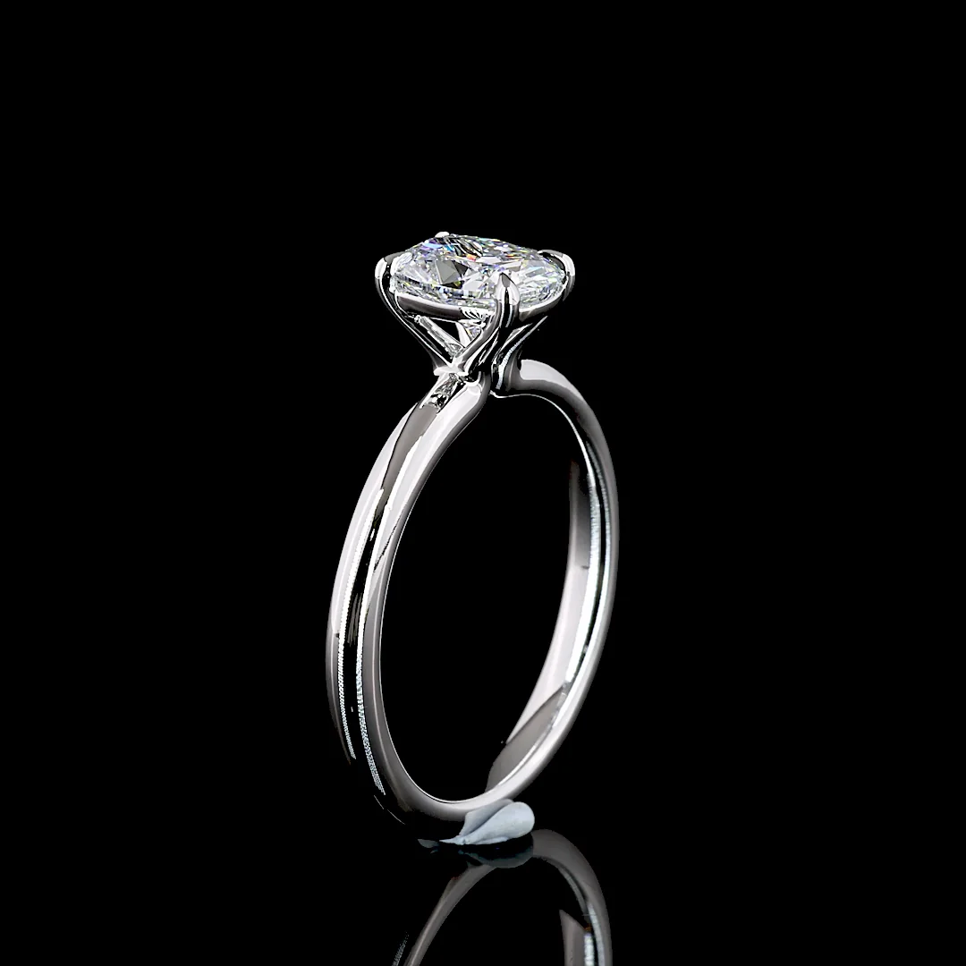1.06 Cts 14k White Gold Cushion Brilliant Shape Solitaire Ring - Image 4