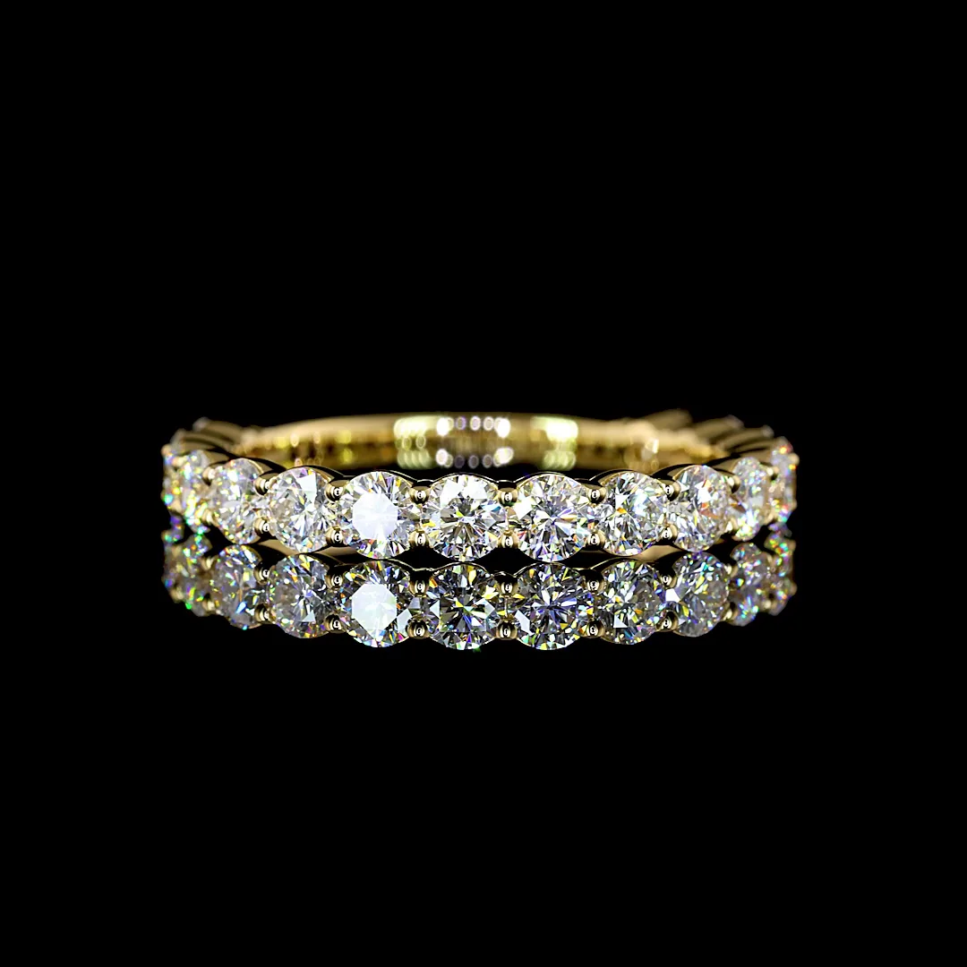 0.99 Cts 18k Yellow Gold Round Shape 3/4 Band Eternity Band - Video