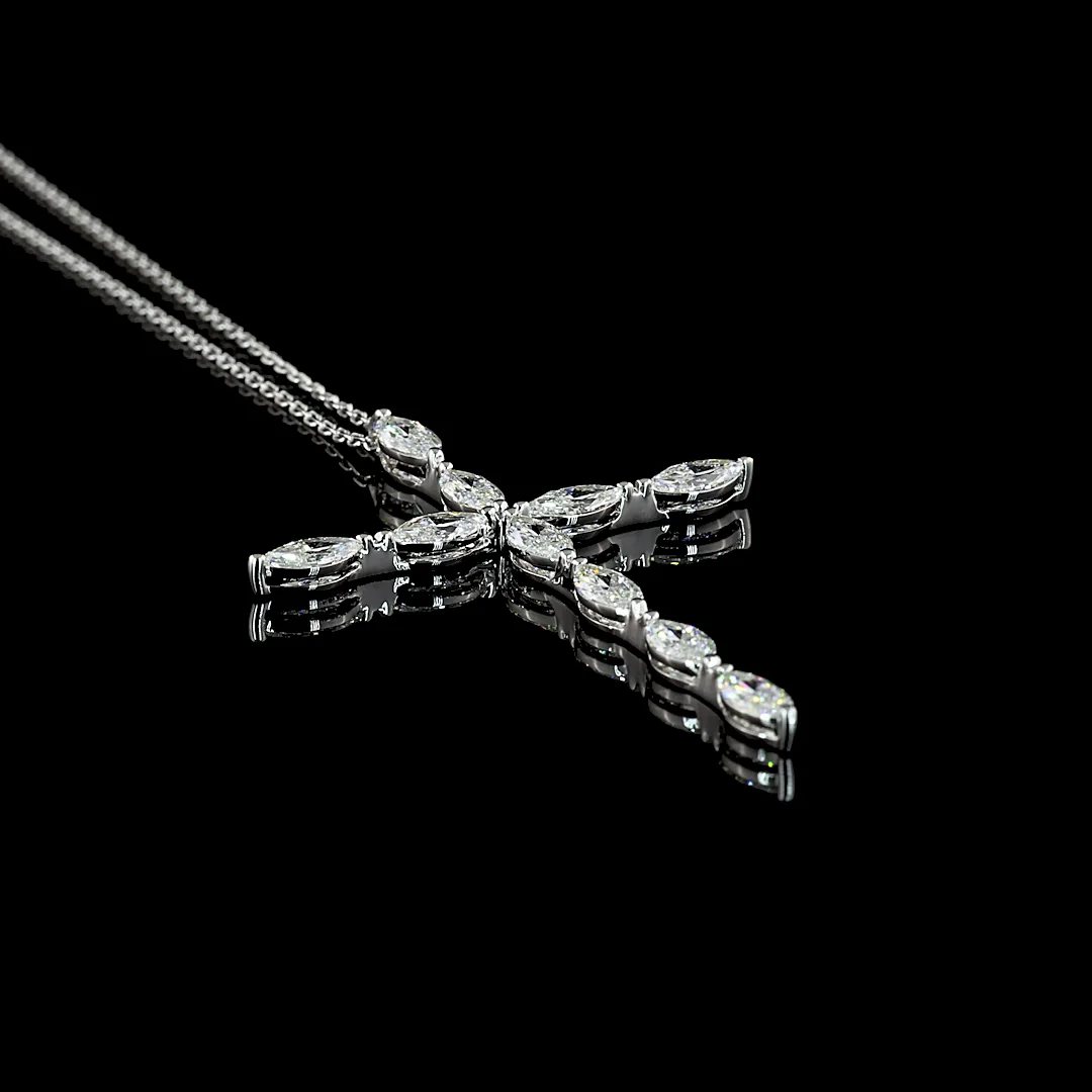 2.03 Cts 14k White Gold Marquise Shape Symbol Pendant - Image 2