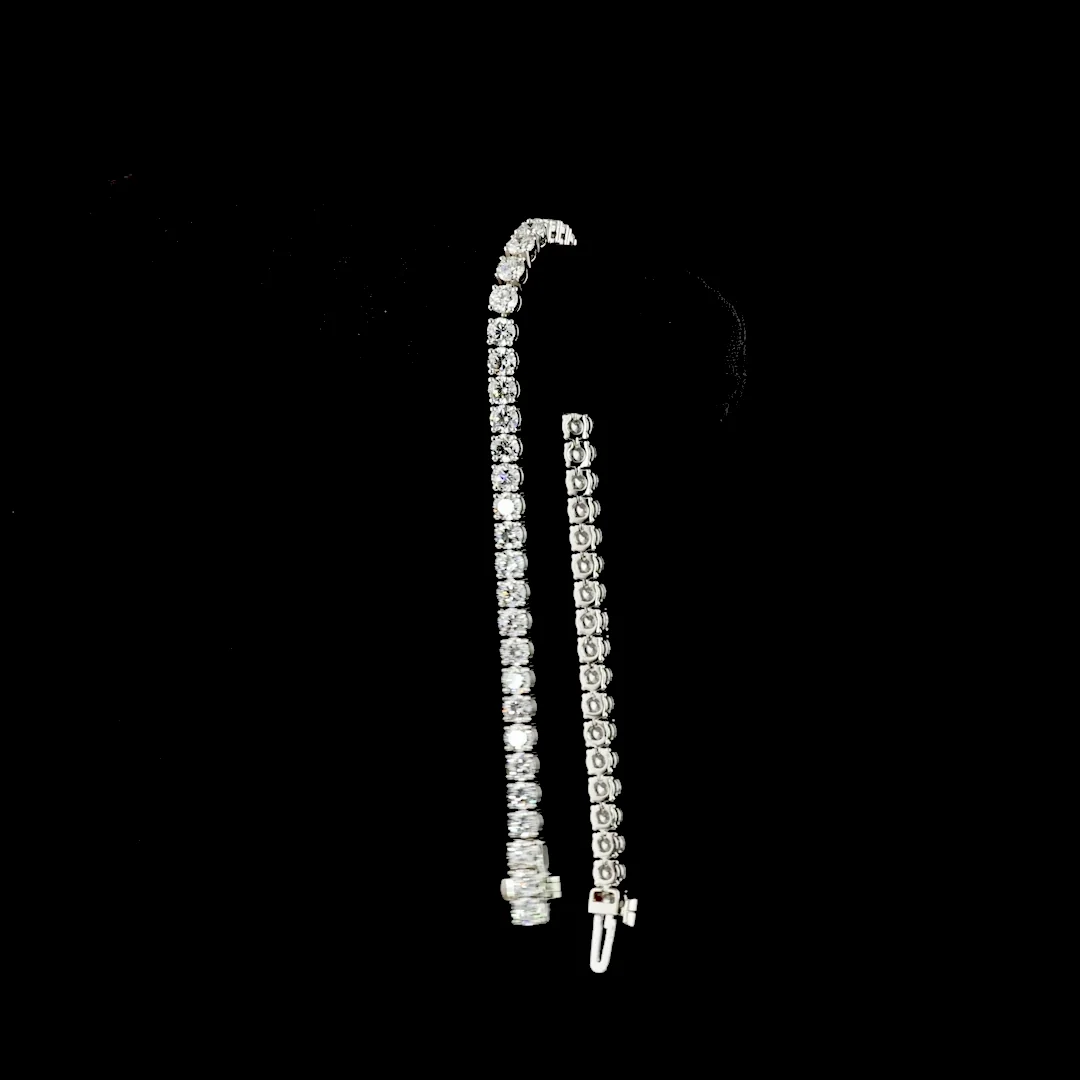 5.32 Cts 14k White Gold - Platinum Round Shape Tennis Bracelet - Image 3