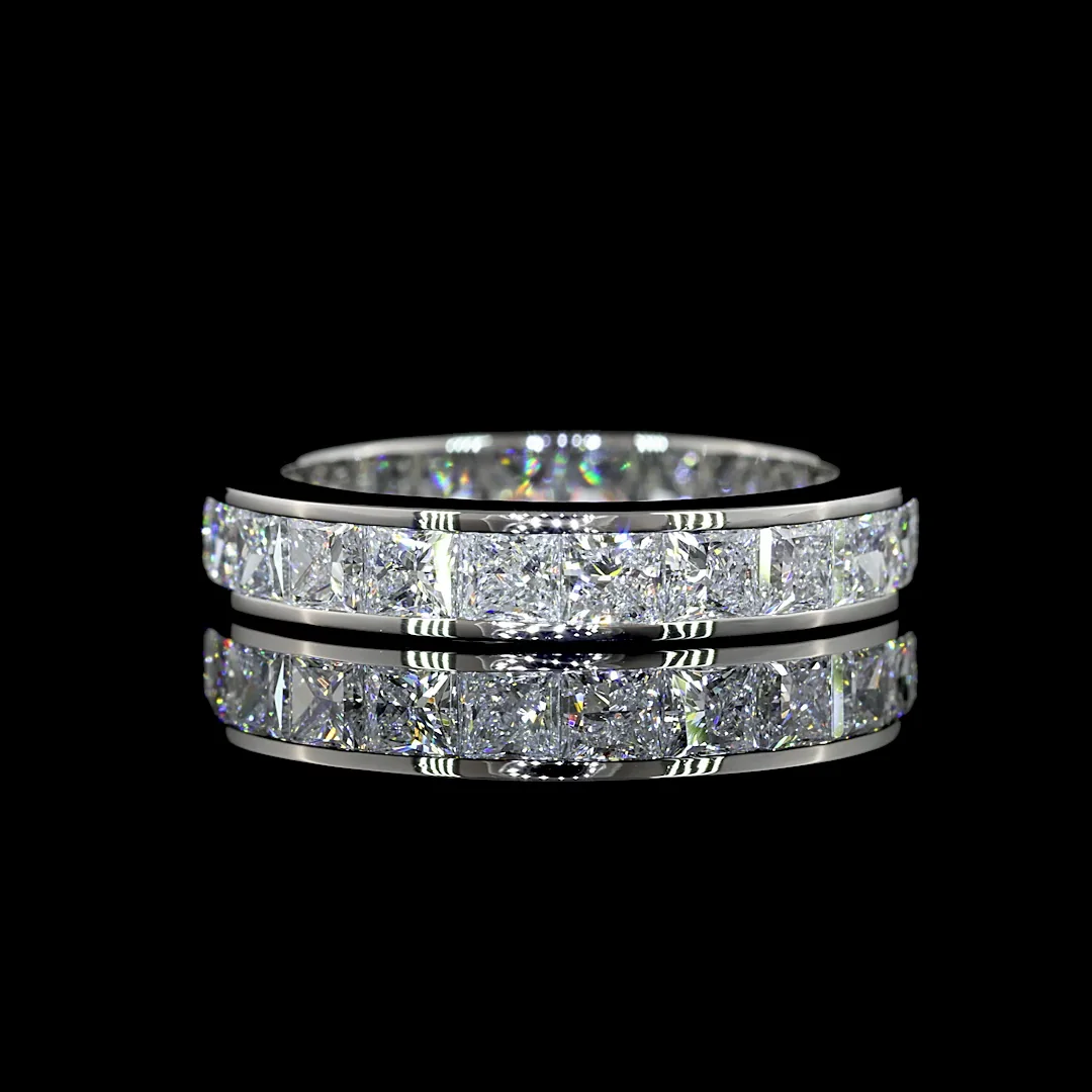 3.45 Cts Platinum Princess Shape Eternity Band Eternity Band - Video