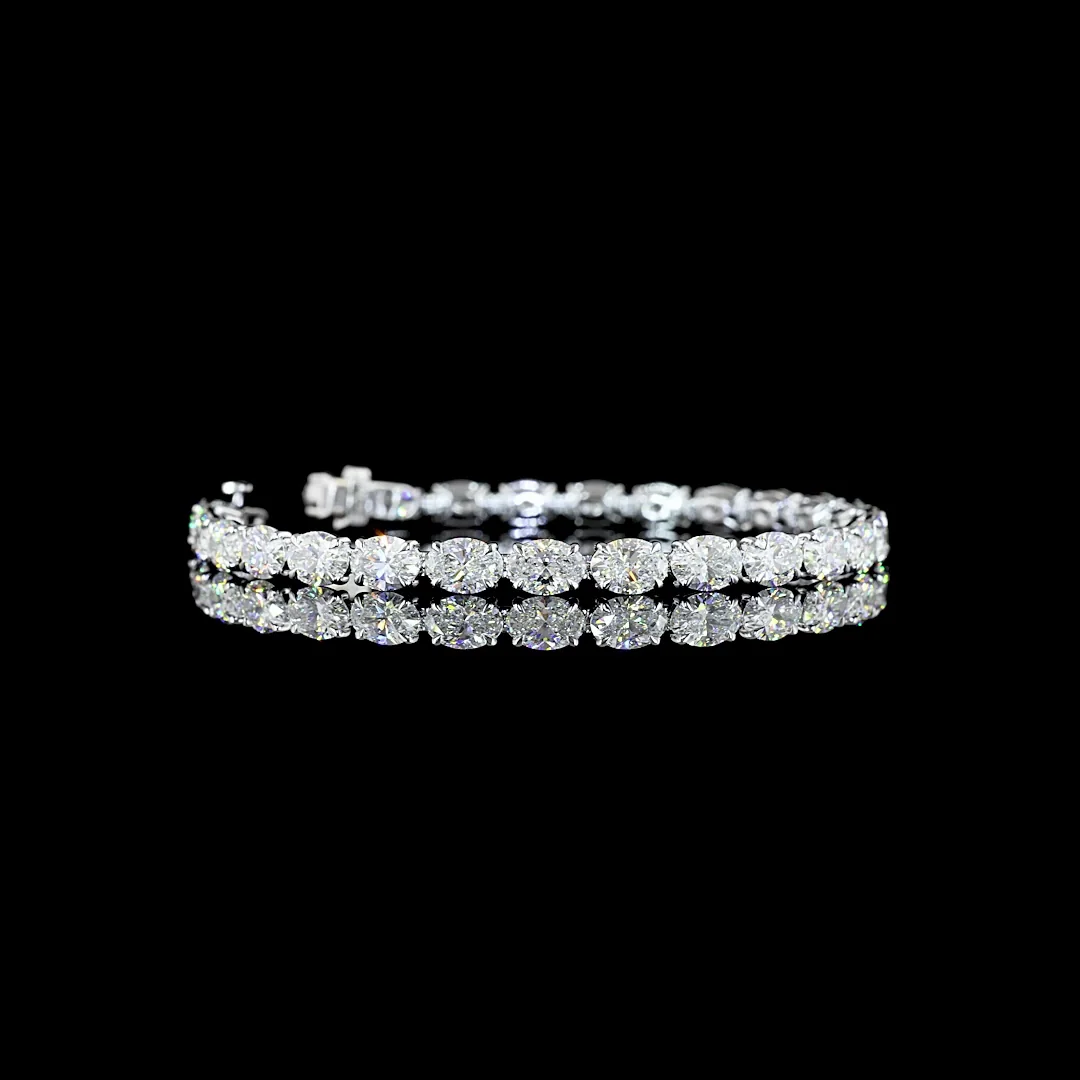 15.04 Cts 14k White Gold Oval Shape Tennis Bracelet - Video