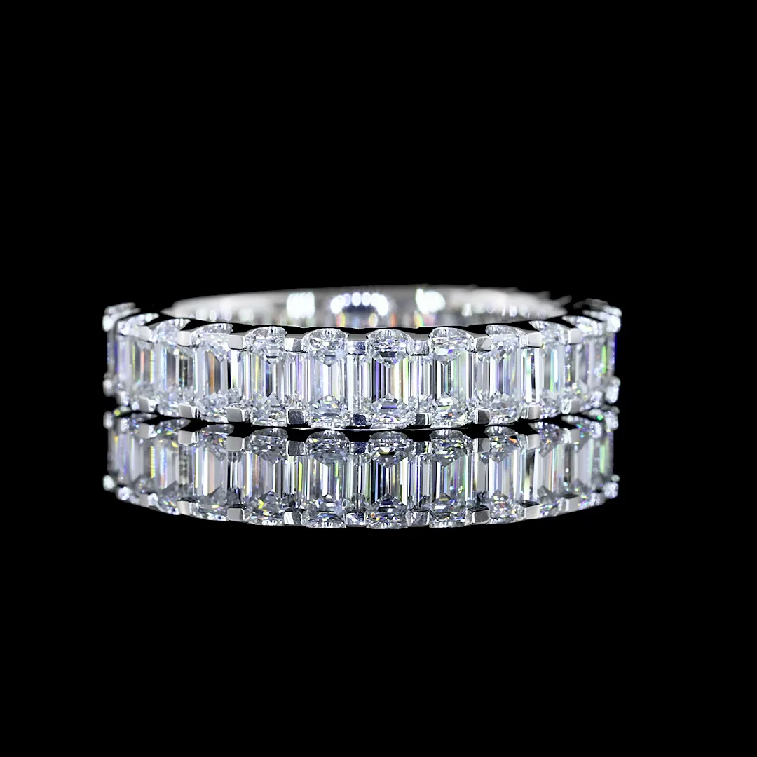 1.91 Cts Platinum Emerald Shape 3/4 Band Eternity Band - Video