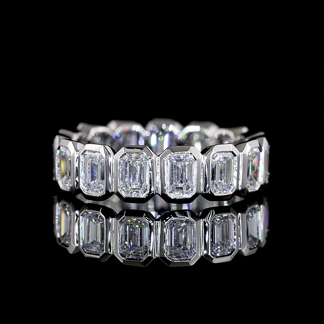 2.67 Cts Platinum Emerald Shape Eternity Band Eternity Band - Video