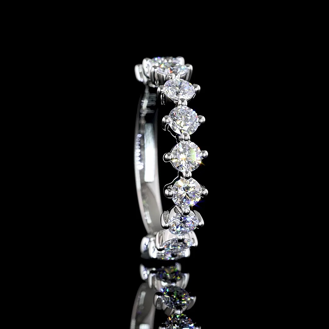 0.89 Cts Platinum Round Shape Half Eternity Eternity Band - Image 2