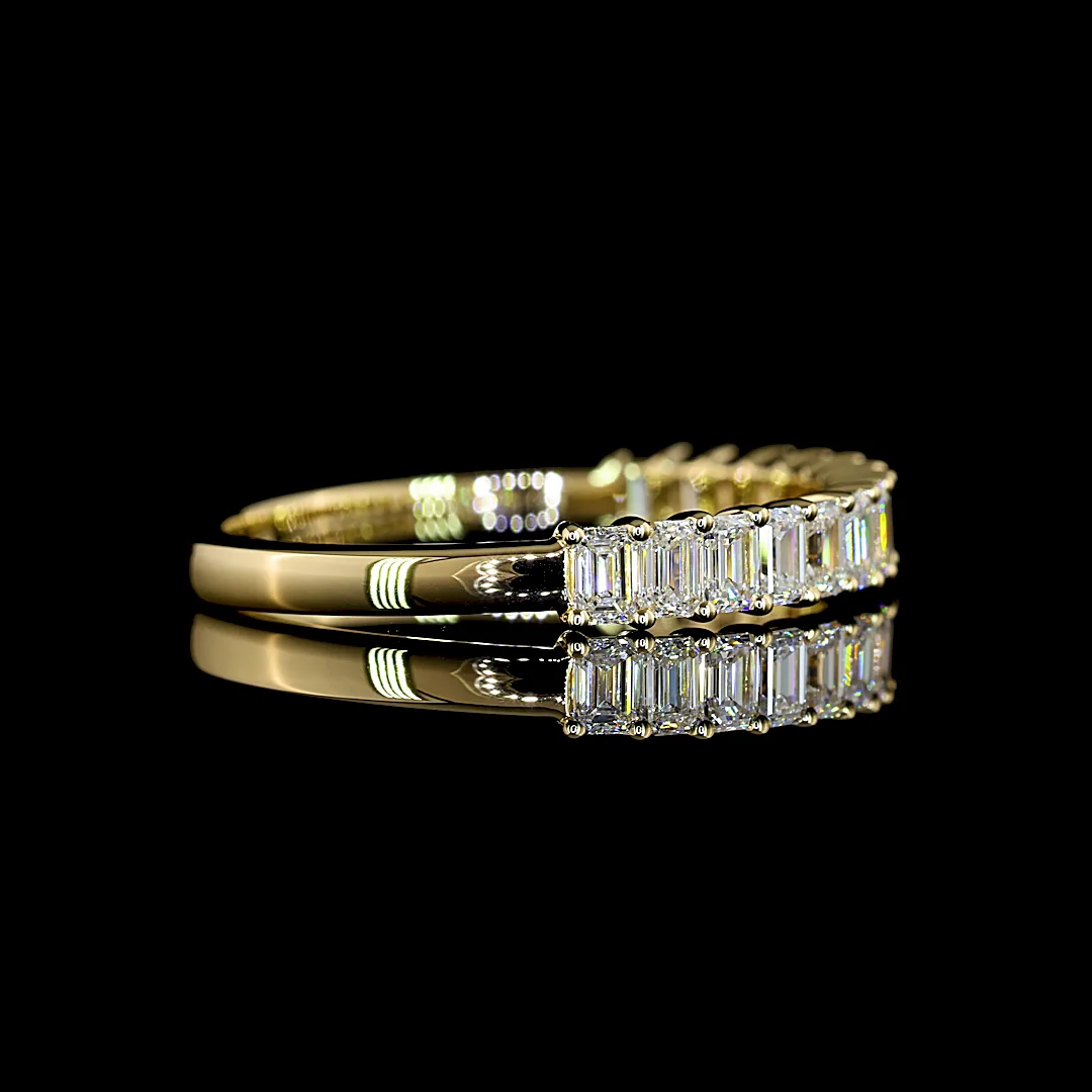 1.09 Cts 14k Yellow Gold Emerald Shape 3/4 Band Eternity Band - Image 2