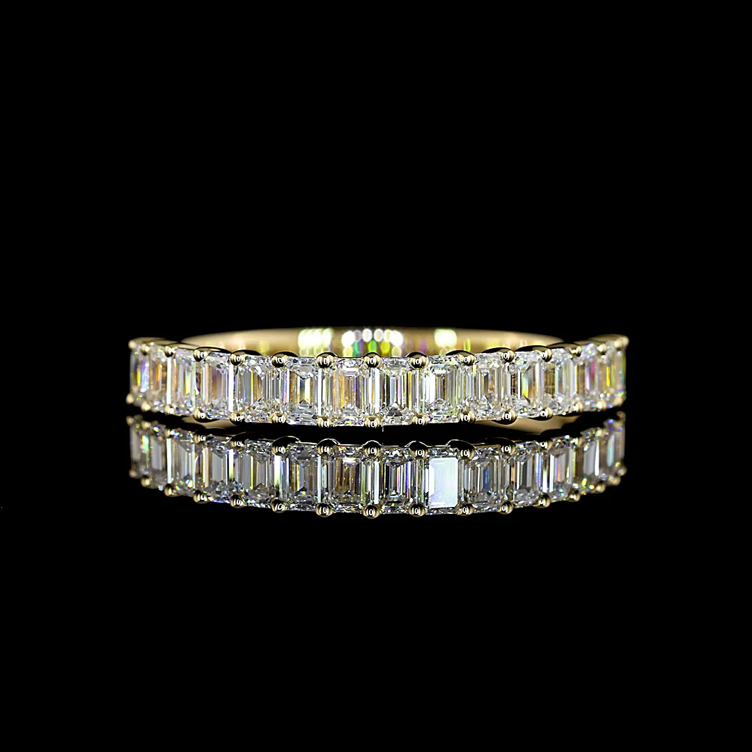 1.09 Cts 14k Yellow Gold Emerald Shape 3/4 Band Eternity Band - Video