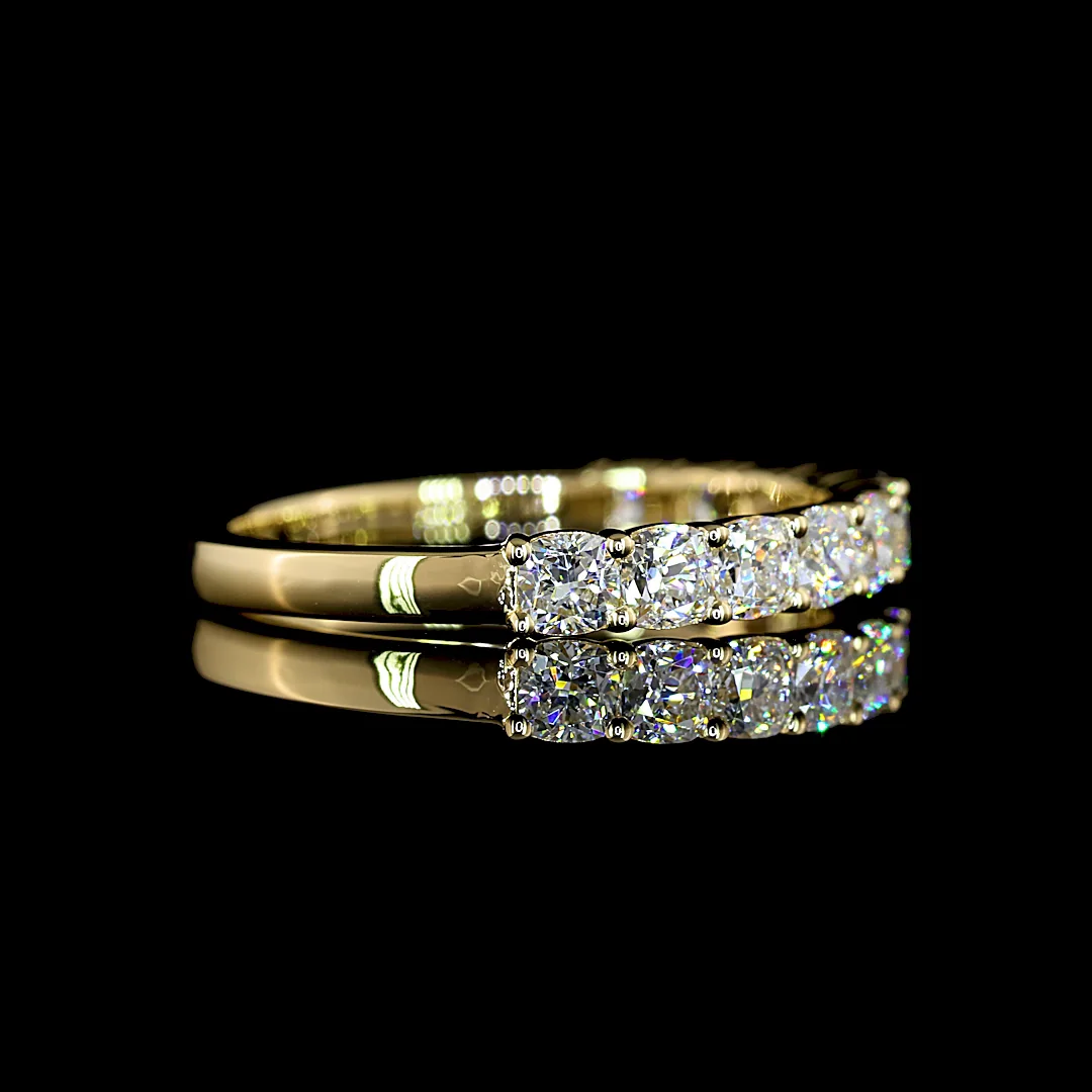 1.09 Cts 14k Yellow Gold Square Cushion Brilliant Shape Half Eternity Eternity Band - Image 2