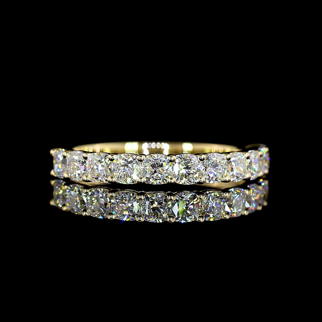 1.09 Cts 14k Yellow Gold Square Cushion Brilliant Shape Half Eternity Eternity Band - Video