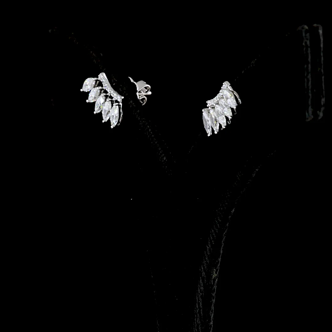 1.35 Cts 14k White Gold Marquise Shape Crawler Earring - Image 4