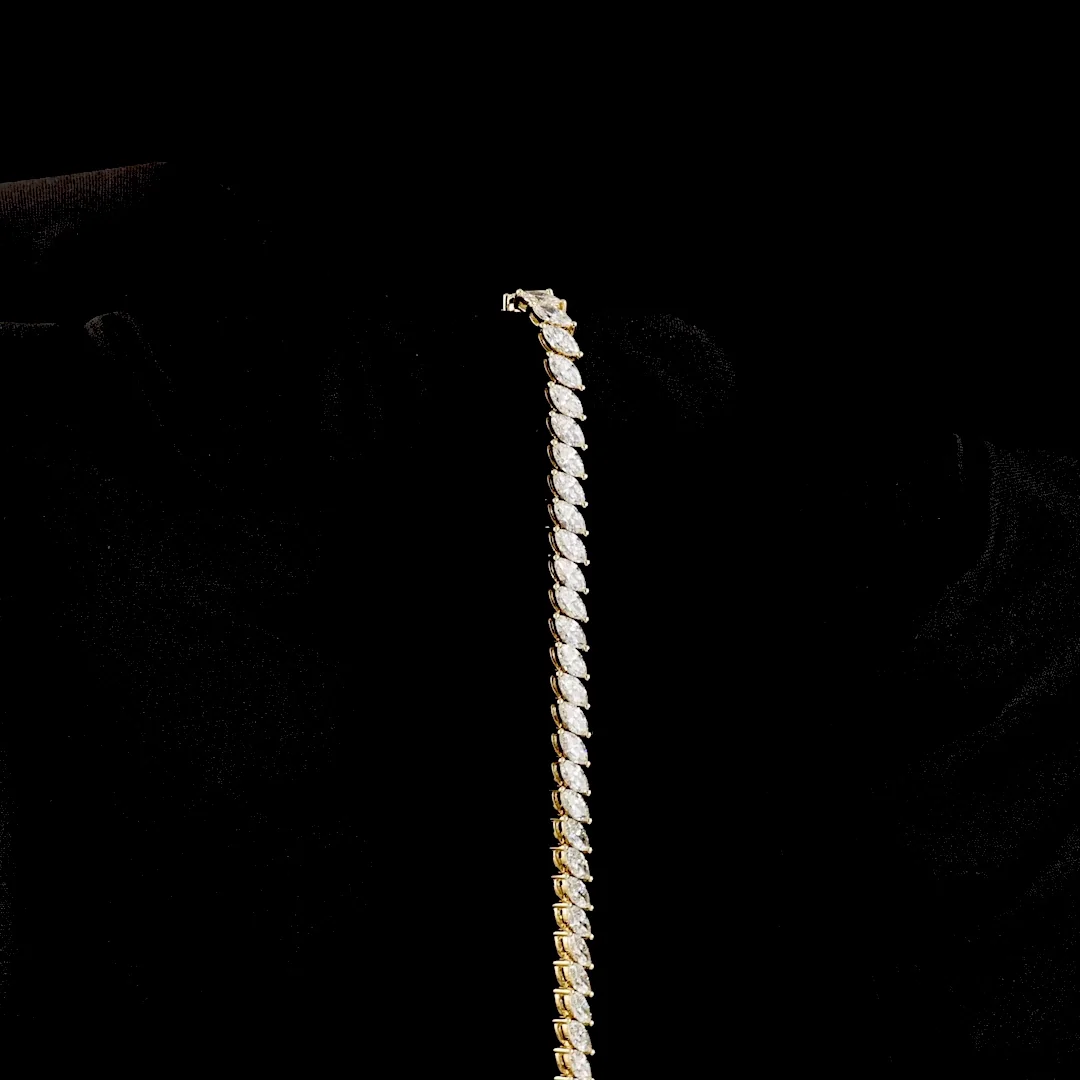7.61 Cts 14k Yellow Gold Marquise Shape Tennis Bracelet - Image 3