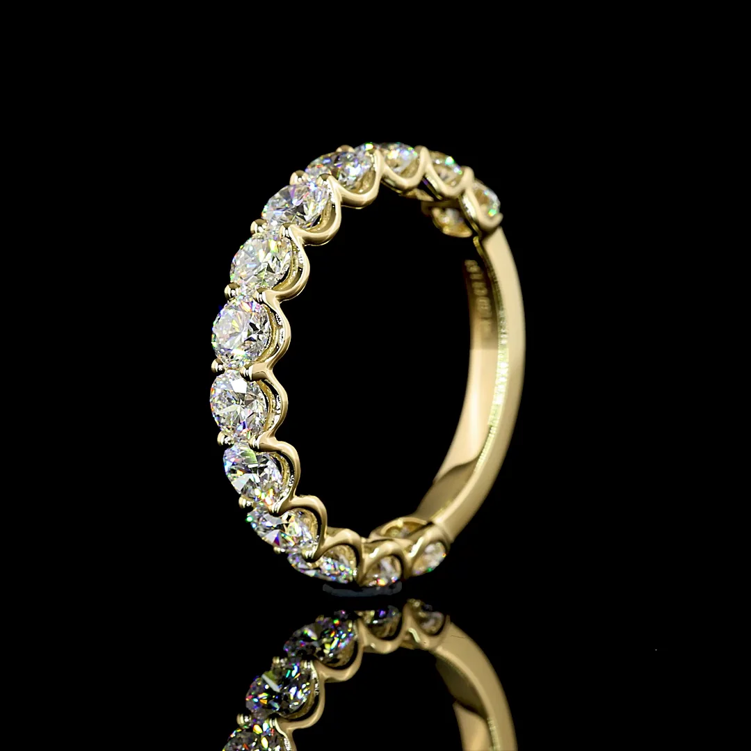 1.63 Cts 14k Yellow Gold Round Shape 3/4 Band Eternity Band - Image 4
