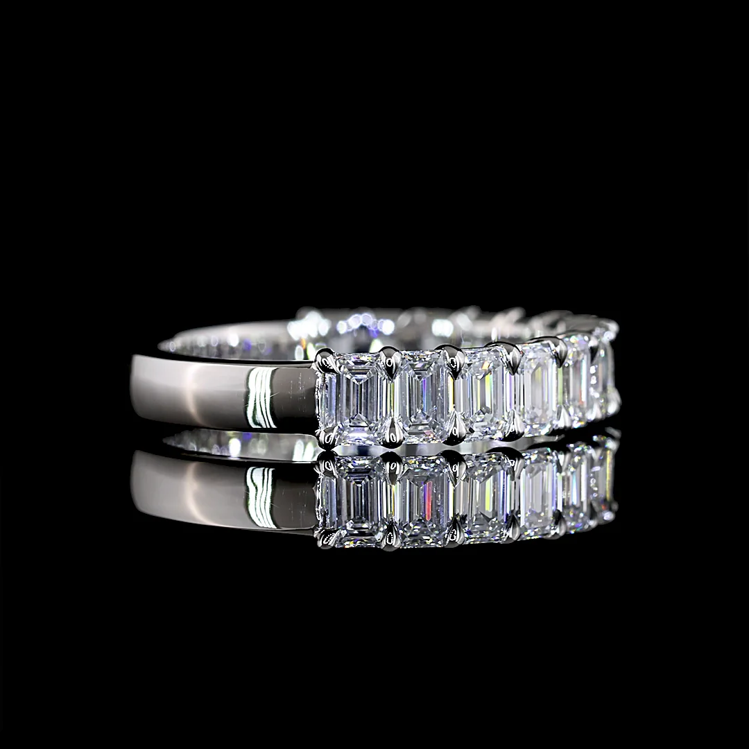 1.86 Cts Platinum Emerald Shape Half Eternity Eternity Band - Video