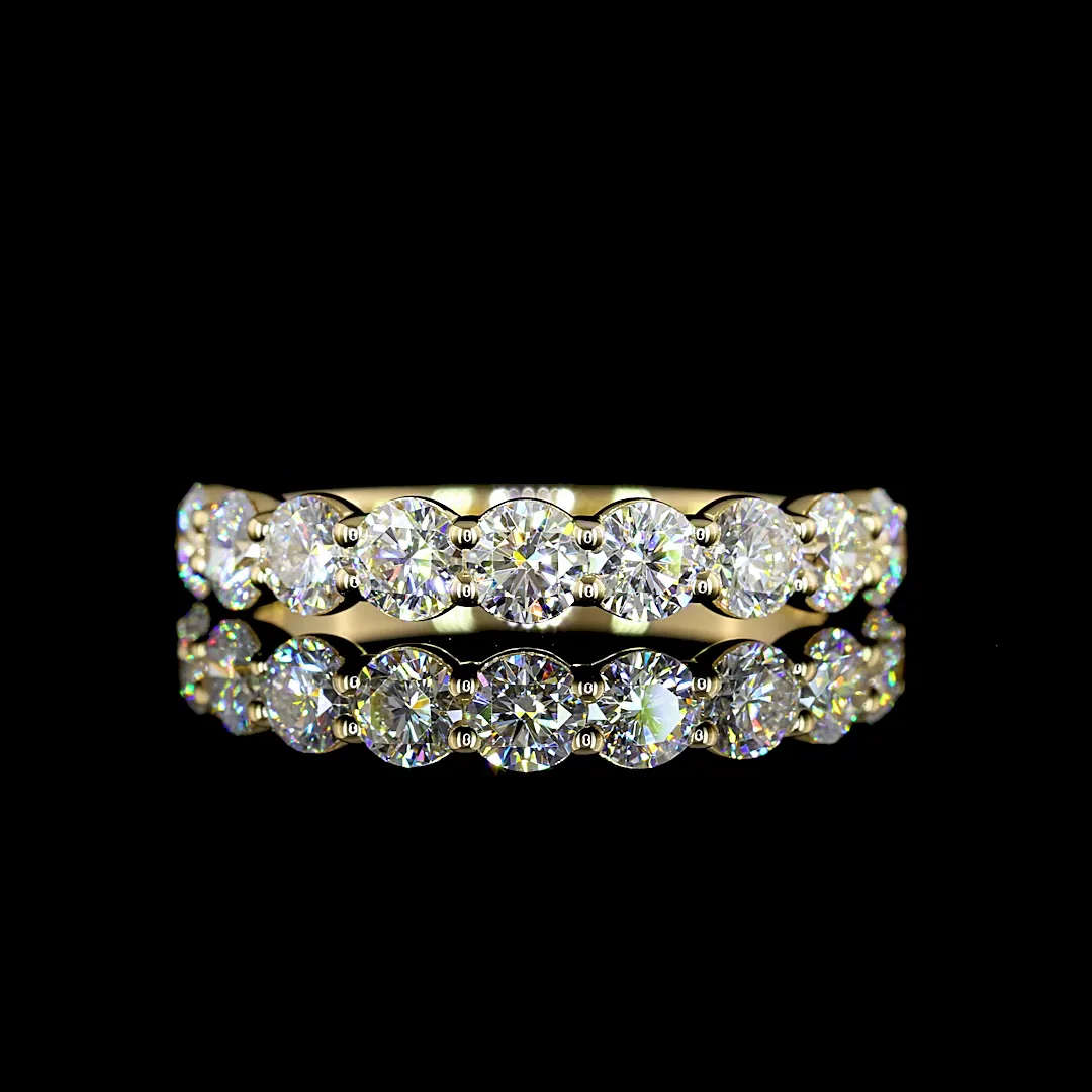 0.98 Cts 14k Yellow Gold Round Shape Half Eternity Eternity Band - Video