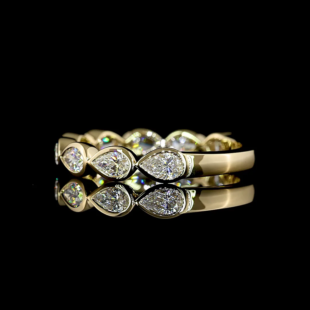 0.87 Cts 14k Yellow Gold Pear Shape 3/4 Band Eternity Band - Image 2