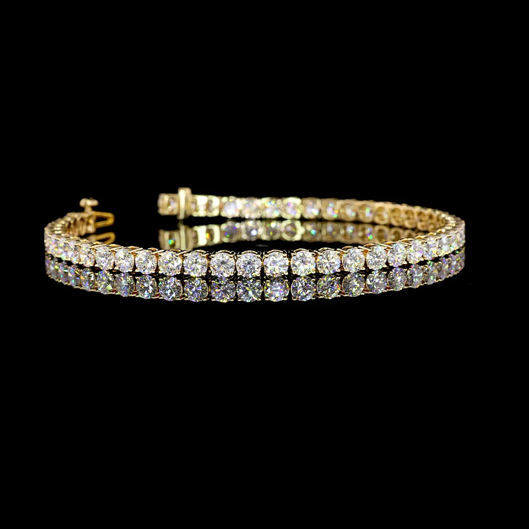 0.43 Cts 14k Yellow Gold Round Shape Tennis Bracelet - Video