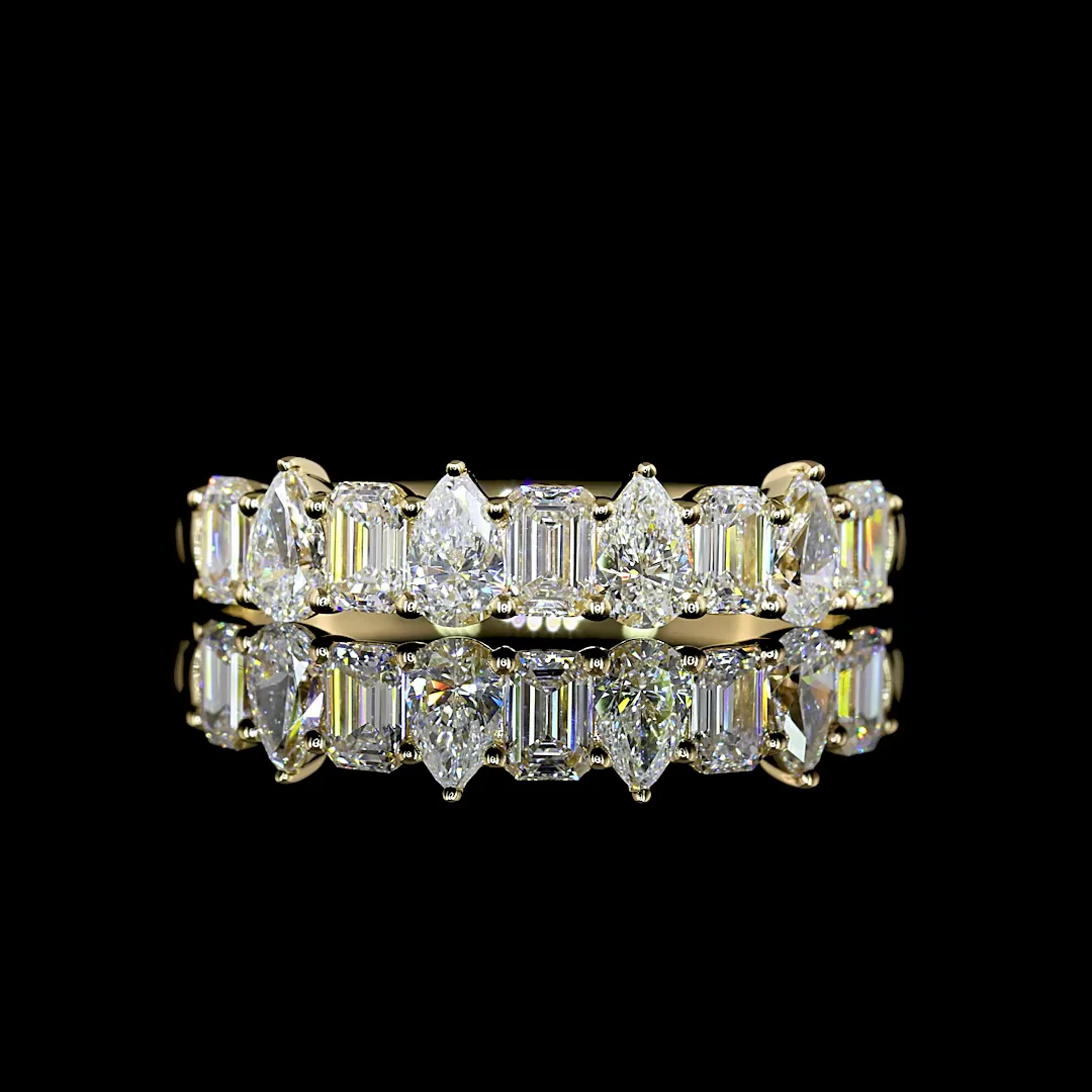 0.95 Cts 14k Yellow Gold Mix Shape 3/4 Band Eternity Band - Video