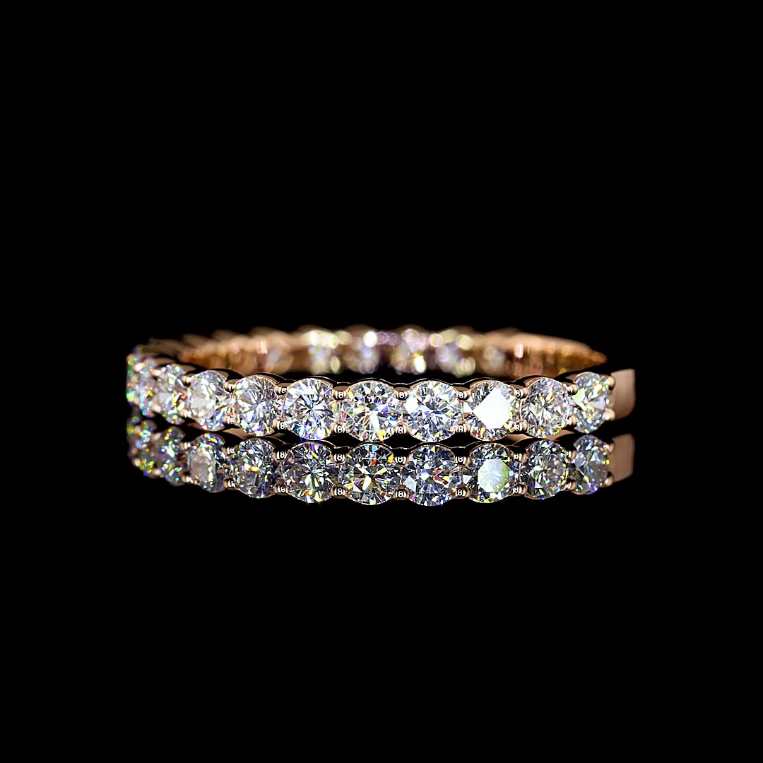 0.98 Cts 14k Rose Gold Round Shape 3/4 Band Eternity Band - Image 2