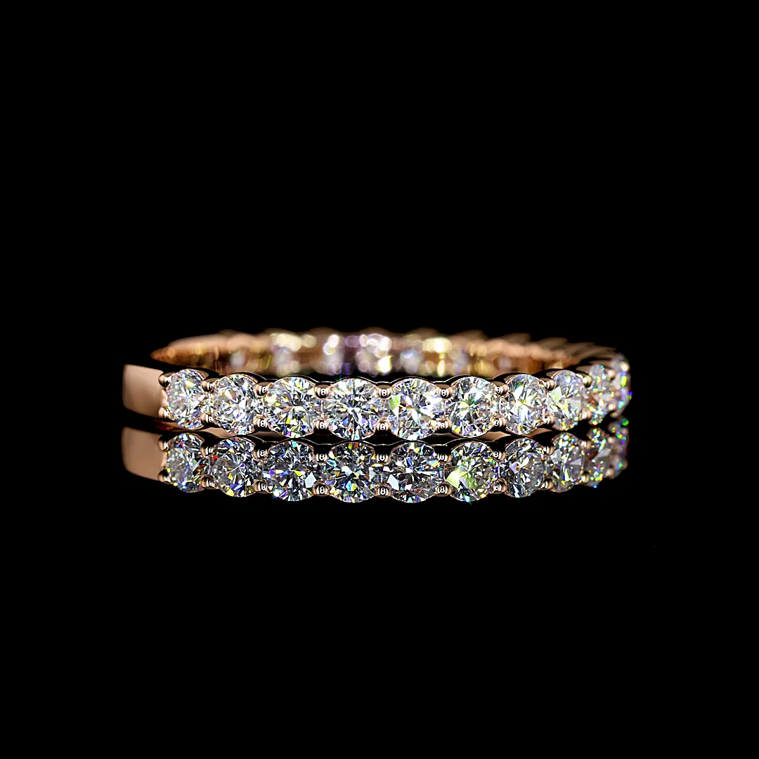 0.98 Cts 14k Rose Gold Round Shape 3/4 Band Eternity Band - Image 3