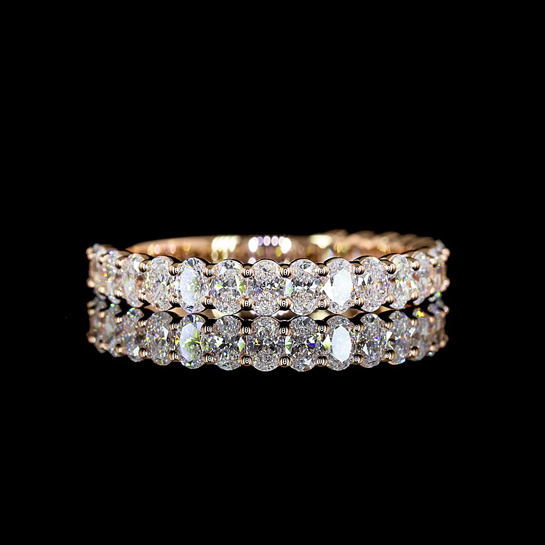 1.2 Cts 14k Rose Gold Oval Shape 3/4 Band Eternity Band - Video