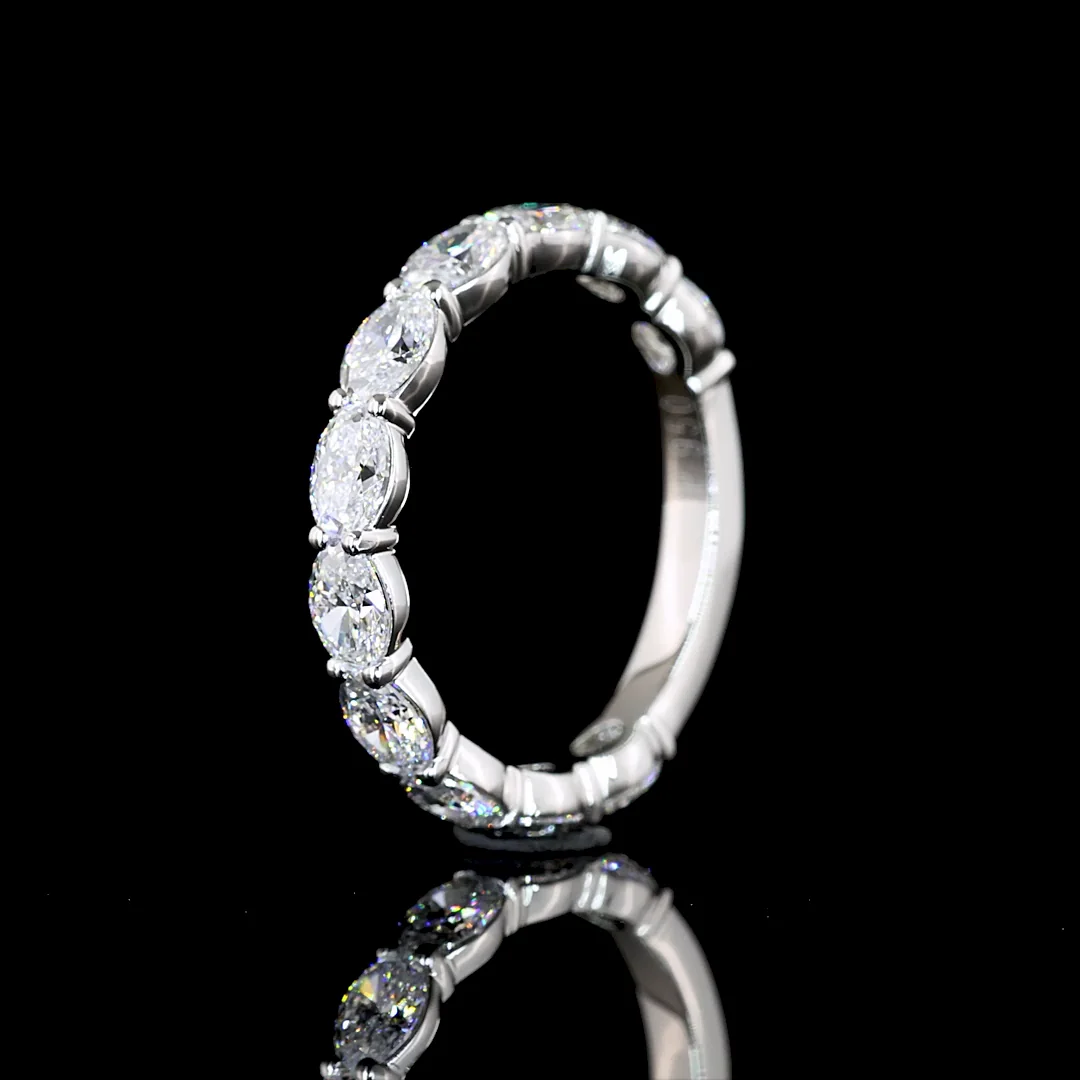 1.68 Cts Platinum Oval Shape 3/4 Band Eternity Band - Image 4