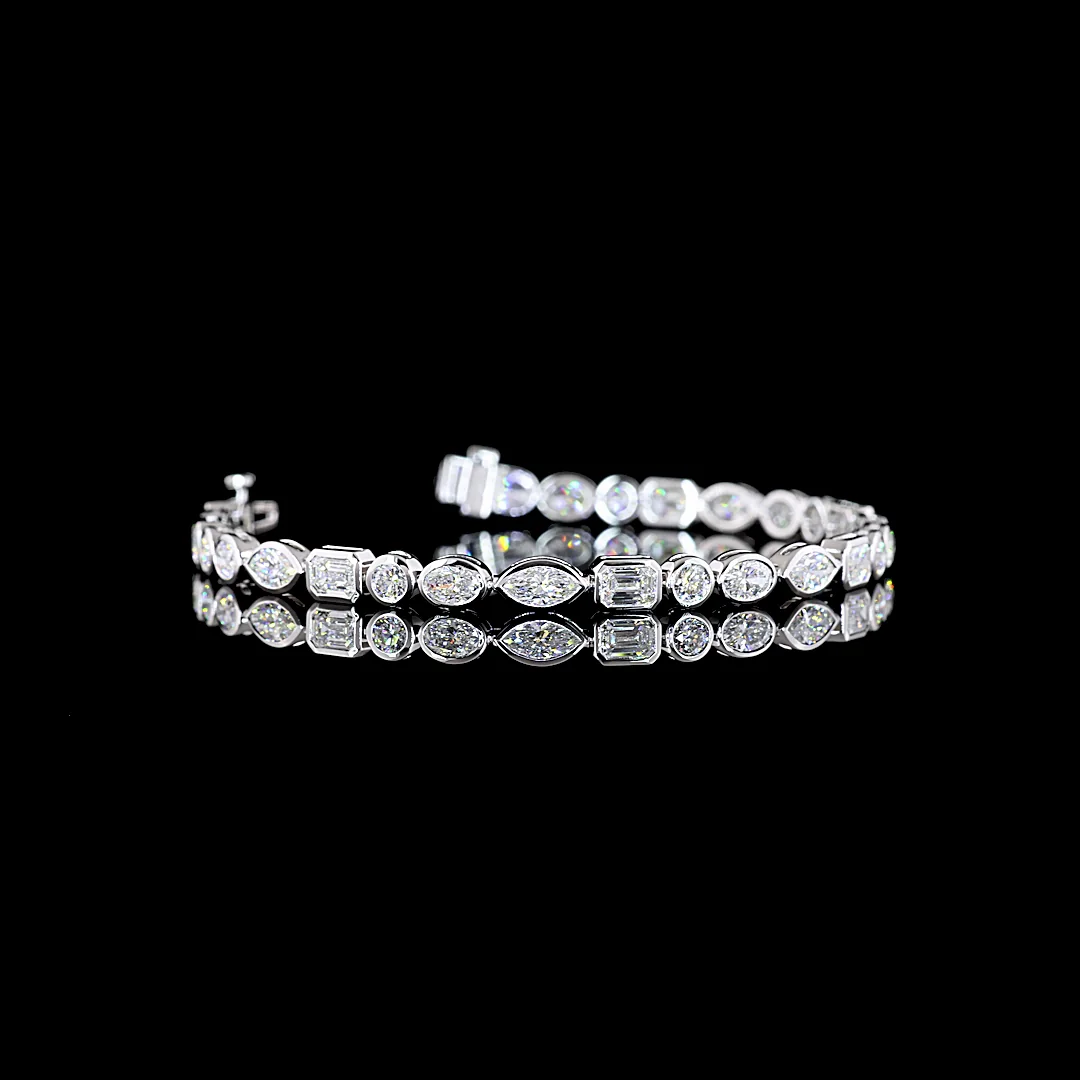 6.9 Cts 14k White Gold Mix Shape Tennis Bracelet - Video