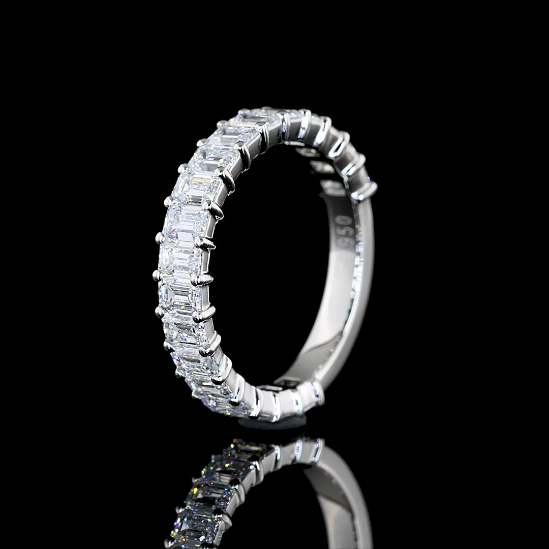 1.81 Cts Platinum Emerald Shape 3/4 Band Eternity Band - Image 4
