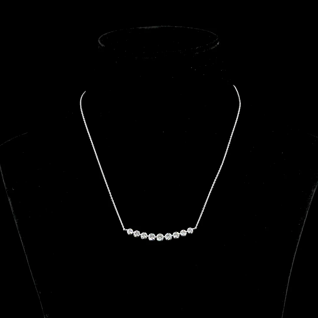 1 Cts 14k White Gold Round Shape Riviera Pendant - Video