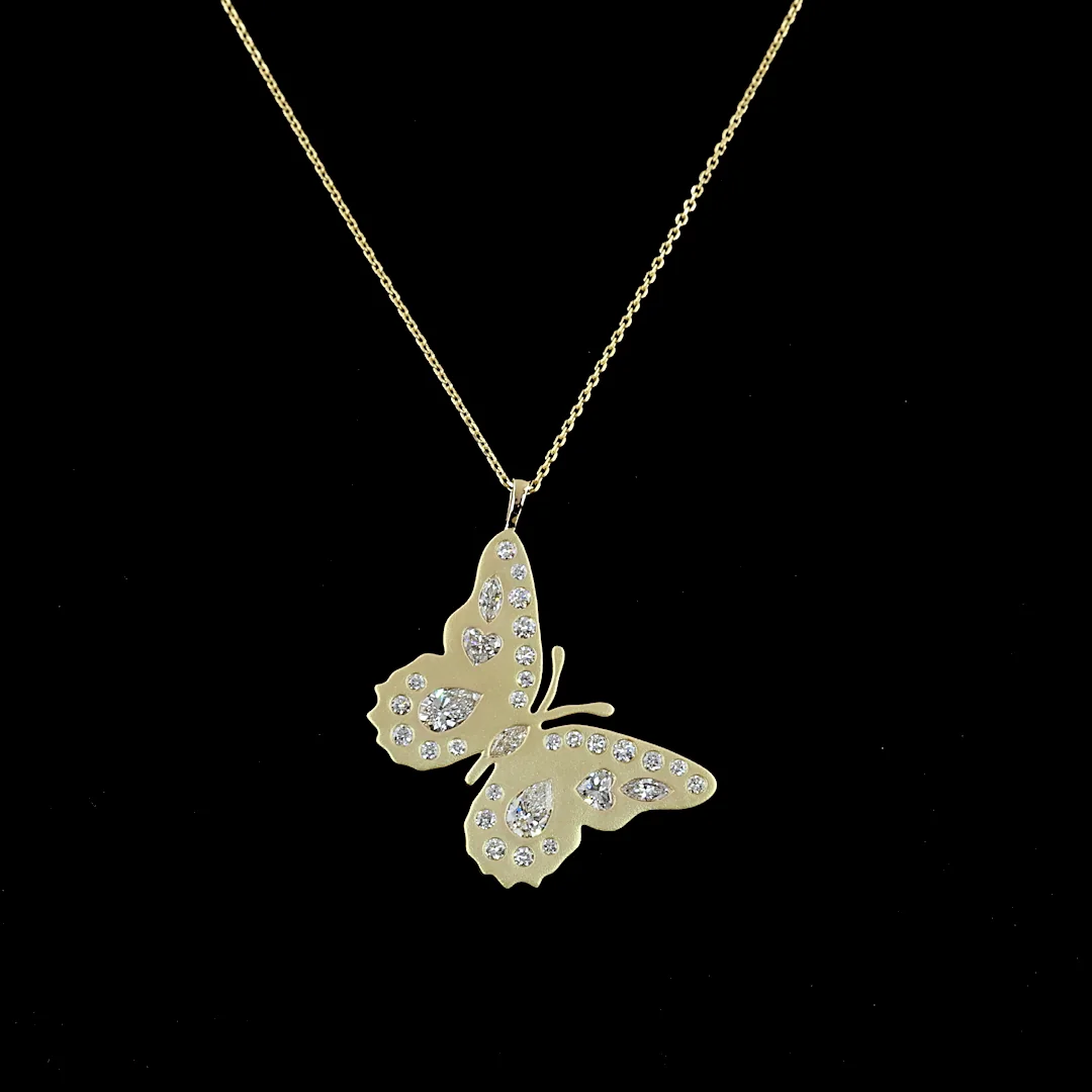 2.14 Cts 14k Yellow Gold Mix Shape Symbol Pendant - Image 3