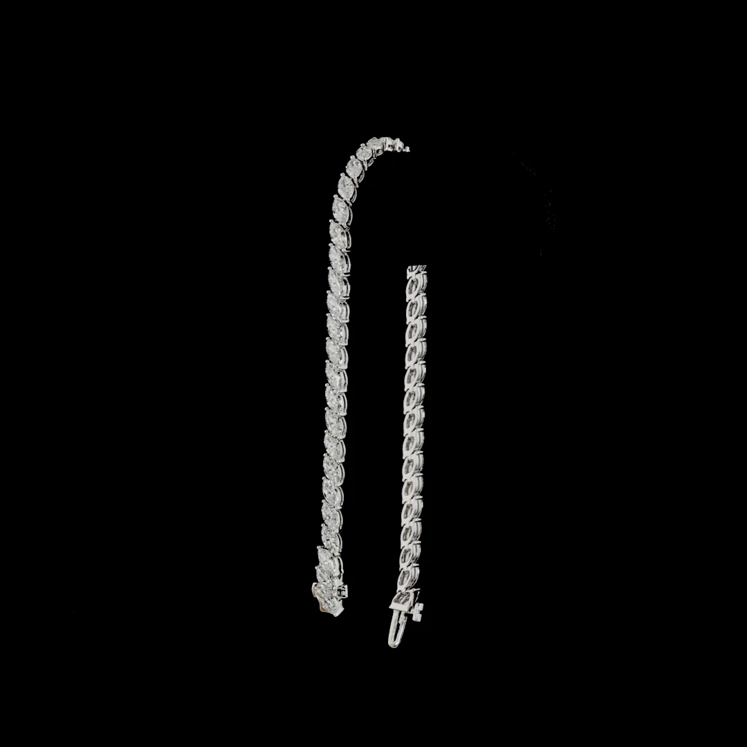 5.3 Cts 14k White Gold Marquise Shape Tennis Bracelet - Image 3