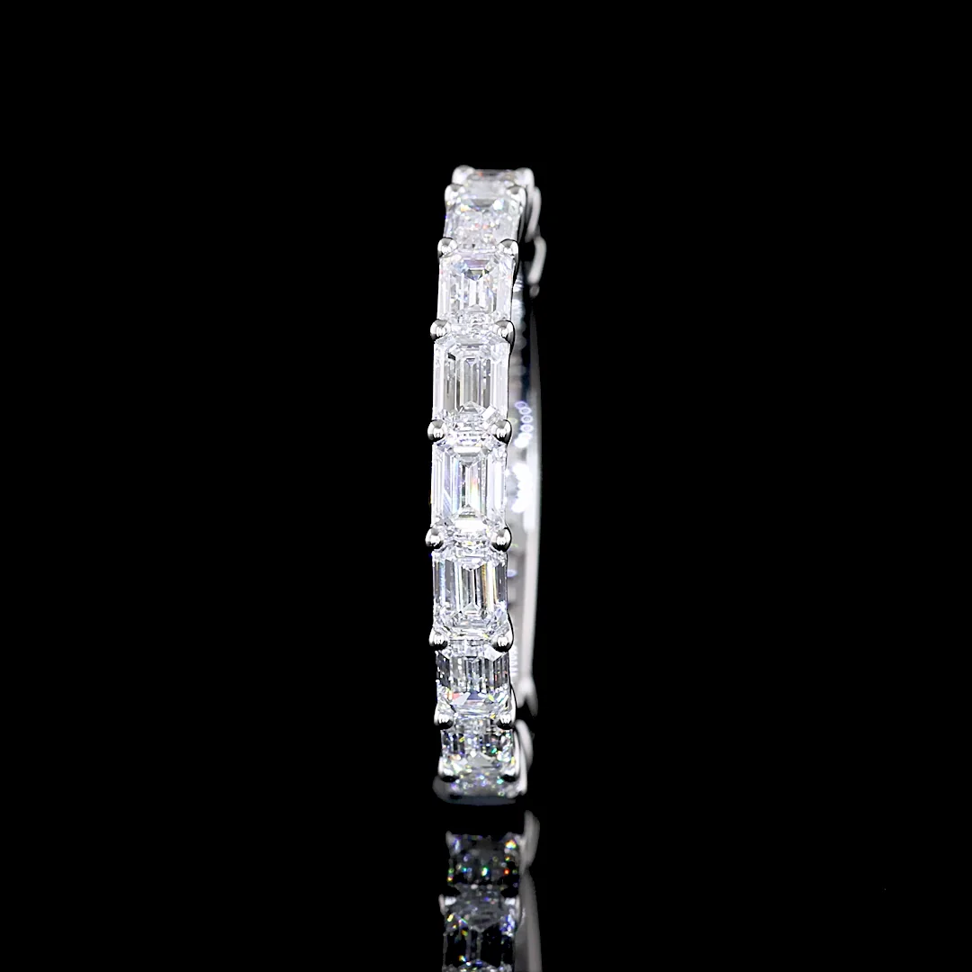 1.25 Cts Platinum Emerald Shape 3/4 Band Eternity Band - Image 2