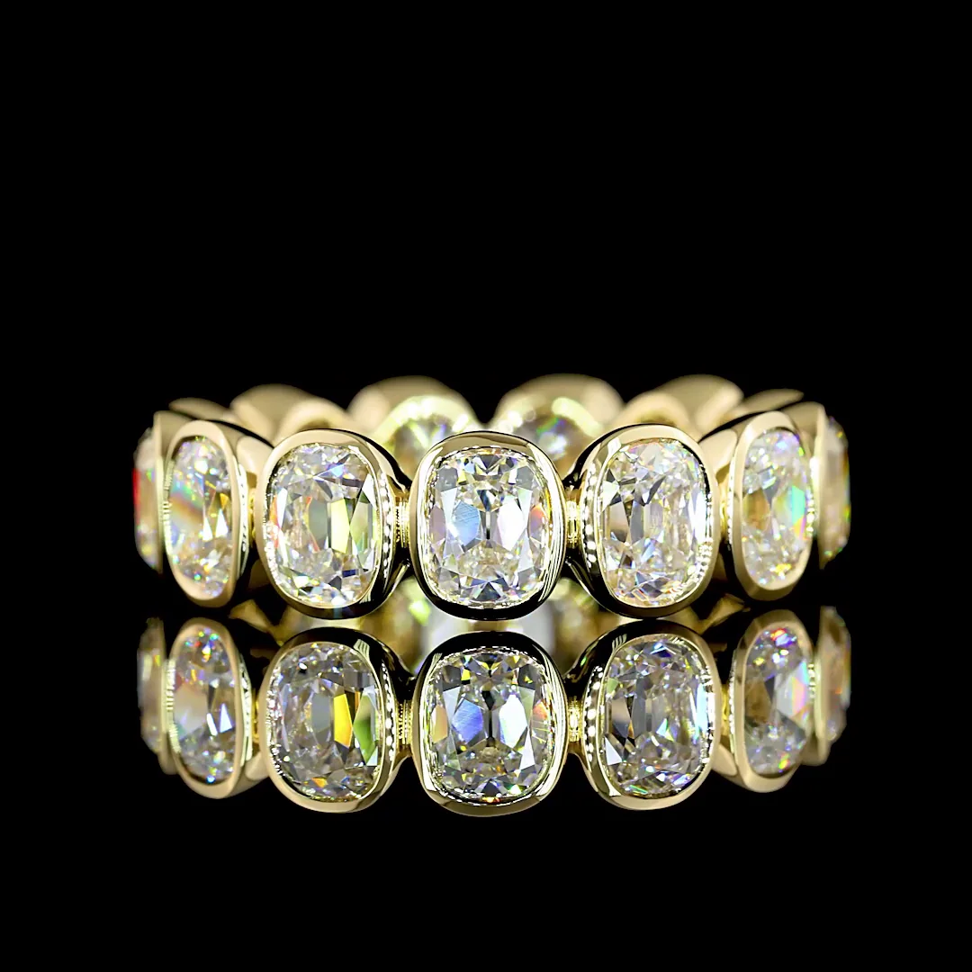 4.69 Cts 14k Yellow Gold Antique Cushion Shape Eternity Band Eternity Band - Video