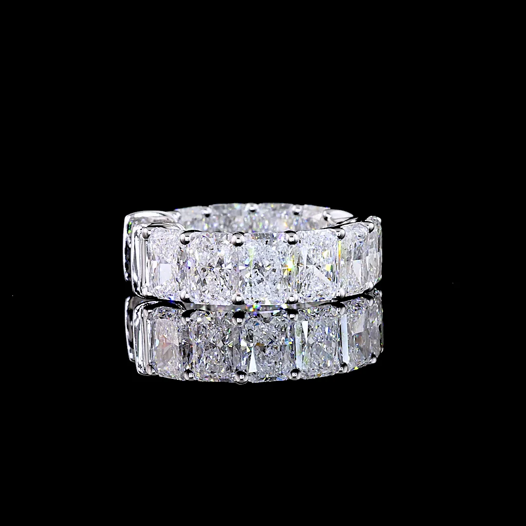 2.98 Cts 14k White Gold Radiant Shape Huggies Earring - Image 4