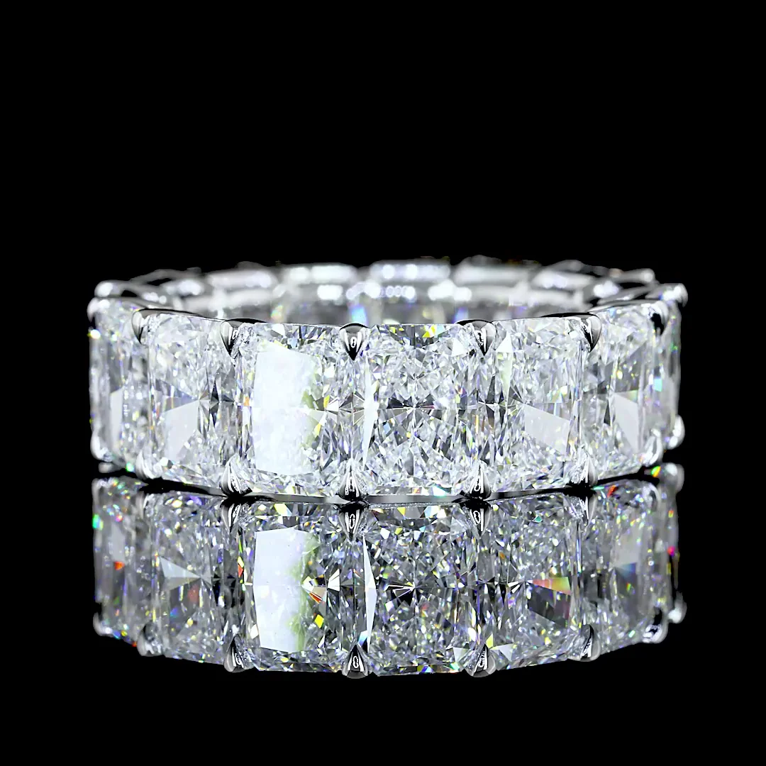 11.34 Cts 14k White Gold Radiant Shape Eternity Band Eternity Band - Video