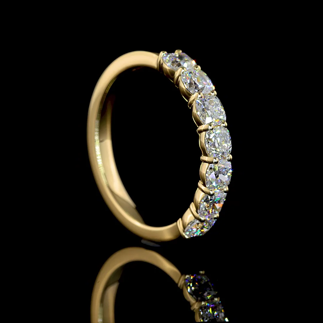 1.13 Cts 14k Yellow Gold Square Cushion Brilliant Shape 7 Stones Eternity Band - Image 2