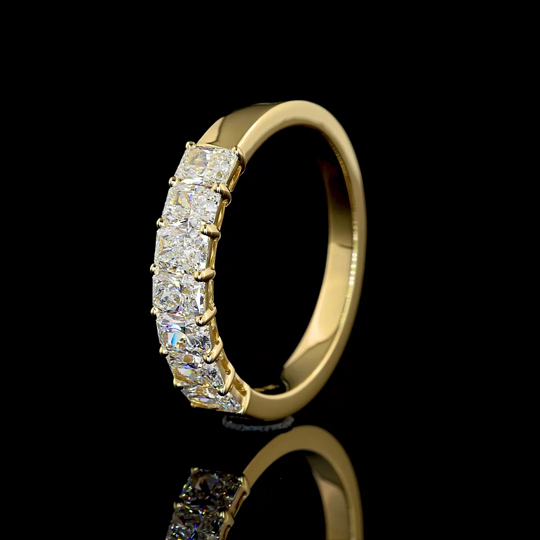 1.08 Cts 14k Yellow Gold Radiant Shape 7 Stones Eternity Band - Image 4