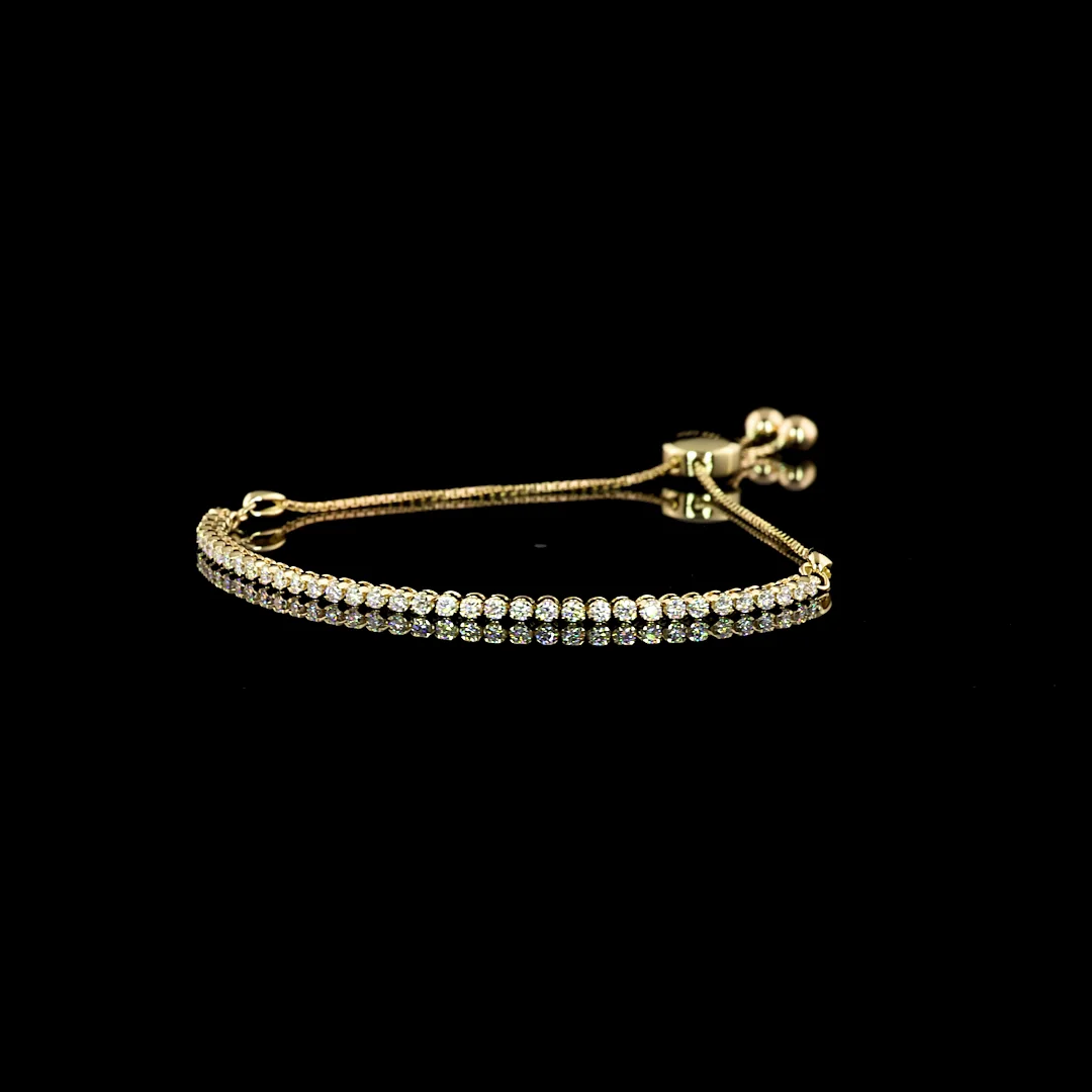 0.72 Cts 14k Yellow Gold Round Shape Tennis Bracelet - Video