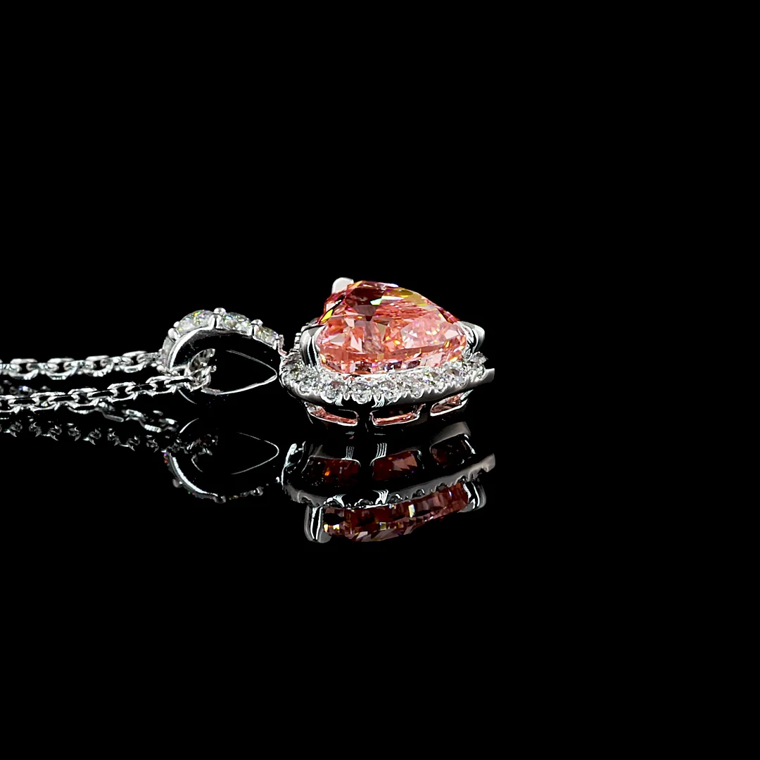 1.58 Cts 14k White Gold Heart Shape Halo Pendant - Image 2
