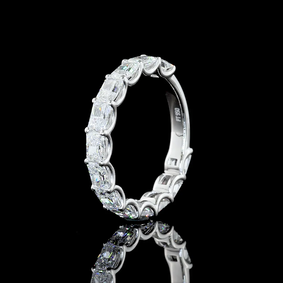 2.64 Cts Platinum Radiant Shape 3/4 Band Eternity Band - Image 4