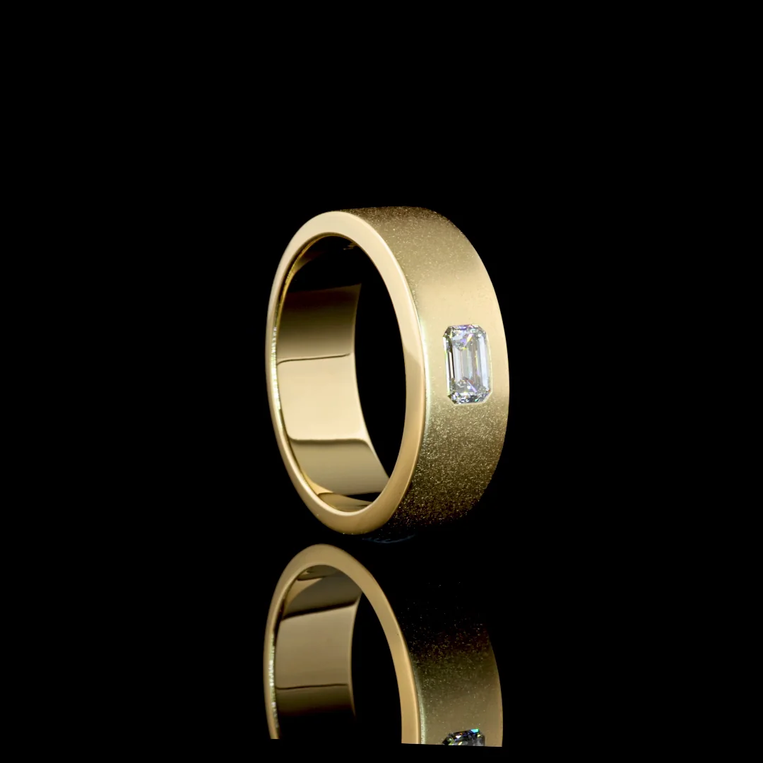 0.3 Cts 14k Yellow Gold Emerald Shape Solitaire Ring - Image 2