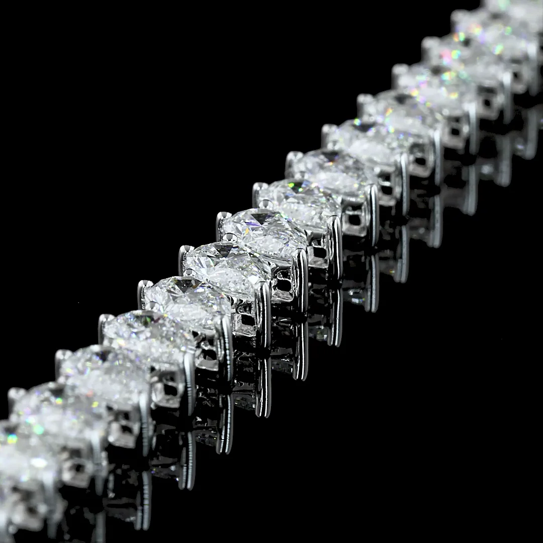 7.9 Cts 14k White Gold Pear Shape Tennis Bracelet - Image 3