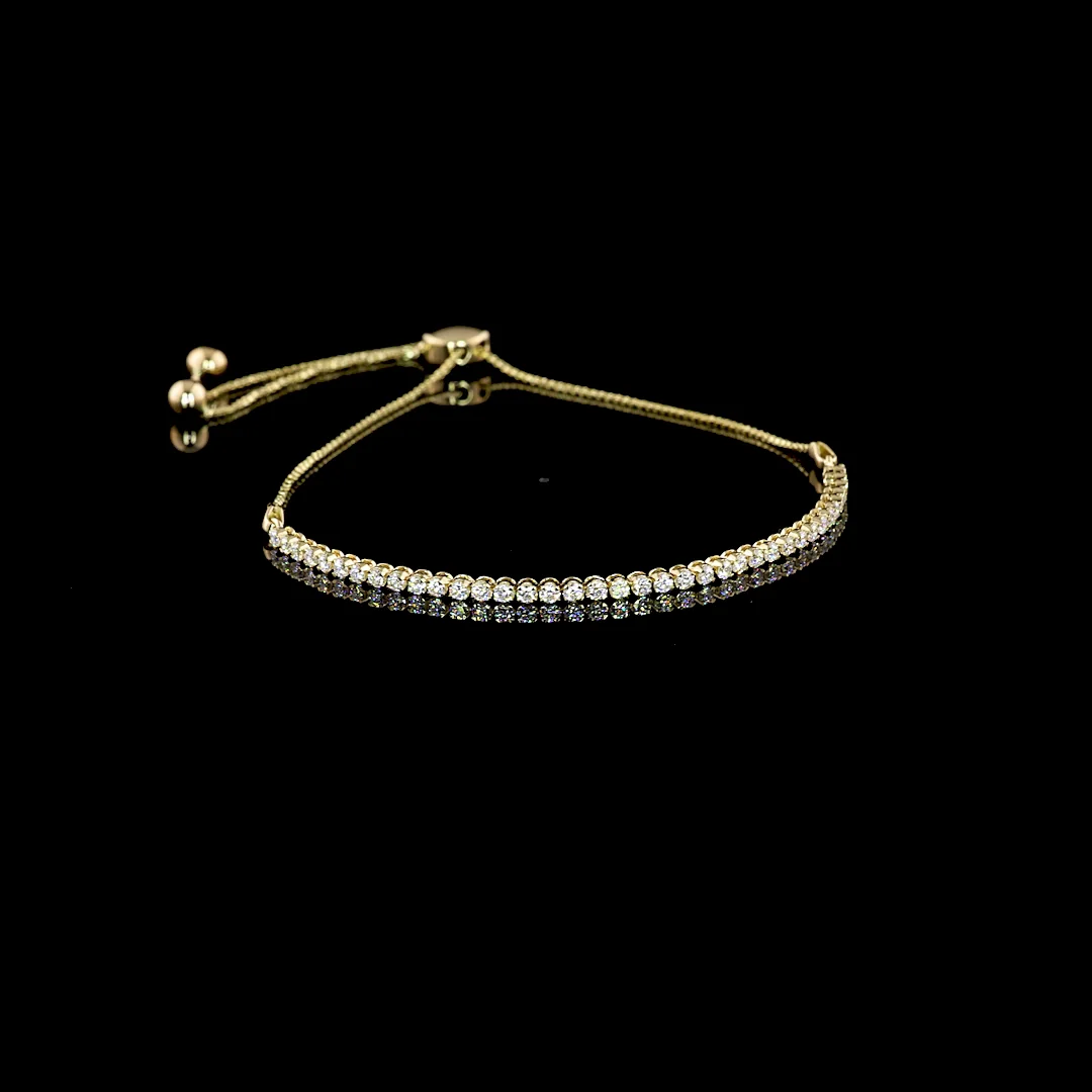0.98 Cts 14k Yellow Gold Round Shape Tennis Bracelet - Video