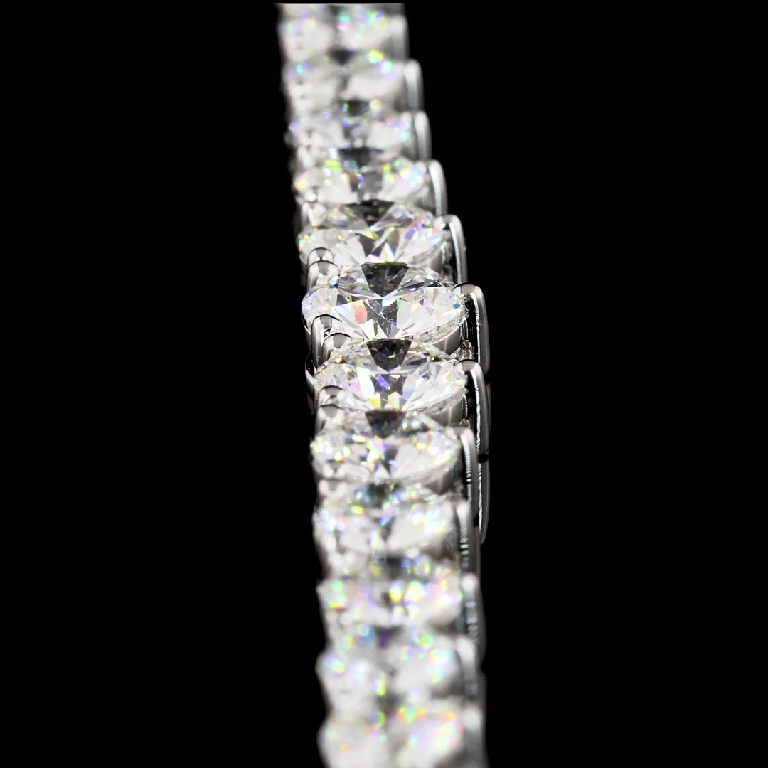 11.99 Cts 14k White Gold Round Shape Riviera Necklace - Image 3