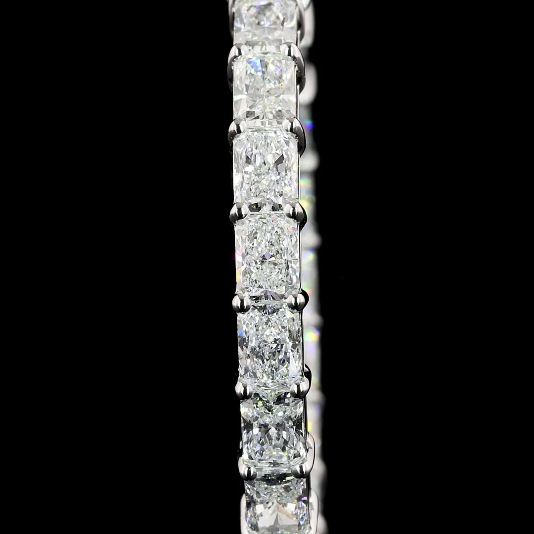 3.95 Cts 14k White Gold Radiant Shape Hoops Earring - Image 3