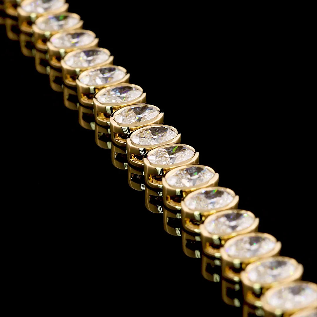 7.15 Cts 14k Yellow Gold Oval Shape Tennis Bracelet - Image 3