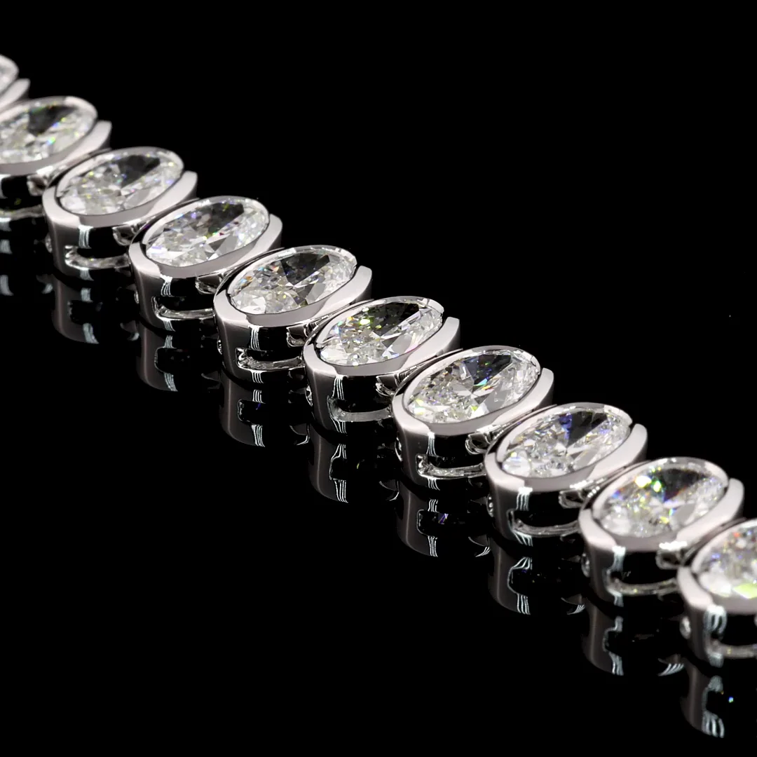 10.23 Cts 14k White Gold Oval Shape Tennis Bracelet - Image 2