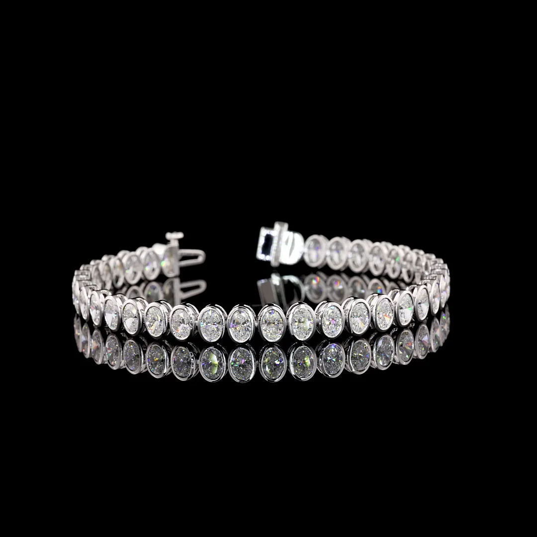 10.23 Cts 14k White Gold Oval Shape Tennis Bracelet - Video